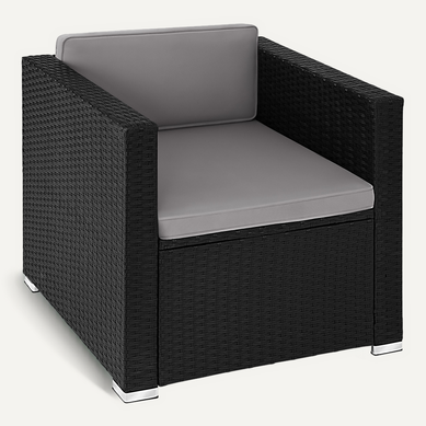 Fauteuil De Jardin En Rotin Lignano En Polyéthylène, Acier Noir Fauteuil De Jardin En Rotin Lignano En Polyéthylène, Acier Noir