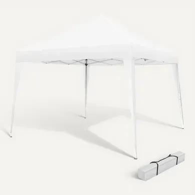1 Pavillon Pliable Linosa En Polyester, Acier Blanc
