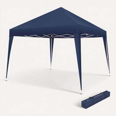 1 Pavillon Pliable Linosa En Polyester, Acier Bleu