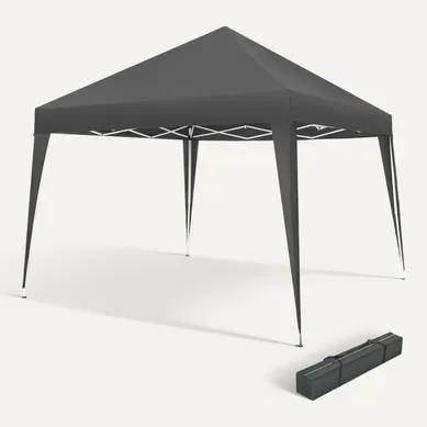 1 Pavillon Pliable Linosa En Polyester, Acier Gris