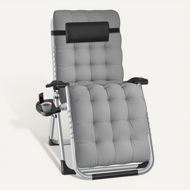Chaise Longue Pliable Dossier Et Repose-pieds Réglables En Continu Gris Clair Chaise Longue Pliable Dossier Et Repose-pieds Réglables En Continu Gris Clair