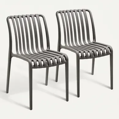 Lot De 2 Chaises De Jardin Alcudia En Polypropylène Gris Anthracite Lot De 2 Chaises De Jardin Alcudia En Polypropylène Gris Anthracite