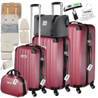 Ensemble Valises Coque Rigide Emboîtables Rouge Bordeaux Roulettes 360° Serrure Tsa Pèse-bagages Ensemble Valises Coque Rigide Emboîtables Rouge Bordeaux Roulettes 360° Serrure Tsa Pèse-bagages
