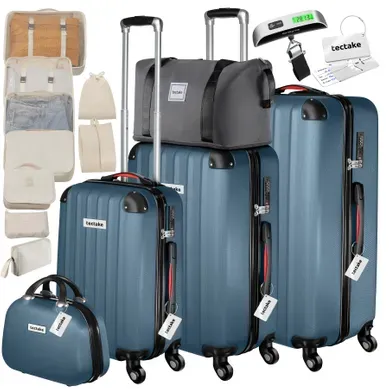 Ensemble Valises Coque Rigide Bleu 3 Valises Roulettes Trousse Toilette Sac Voyage Pèse-bagages Ensemble Valises Coque Rigide Bleu 3 Valises Roulettes Trousse Toilette Sac Voyage Pèse-bagages