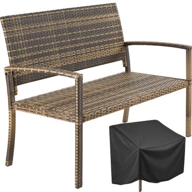 Banc De Jardin 2 Places Résistant Aux Intempéries Polyrotin Marron Naturel 125x62,5x90cm