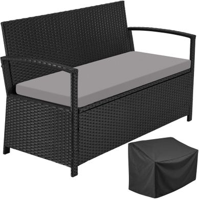 Banc À Deux Places Résistant Aux Intempéries 128x56x77,5cm Capacité Rangement 160 L Avec Housse Noir