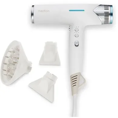 Sèche‑cheveux Ionique 1500 W Bldc — 3 Vitesses, Diffuseur et Buses, Blanc Sèche‑cheveux Ionique 1500 W Bldc — 3 Vitesses, Diffuseur et Buses, Blanc