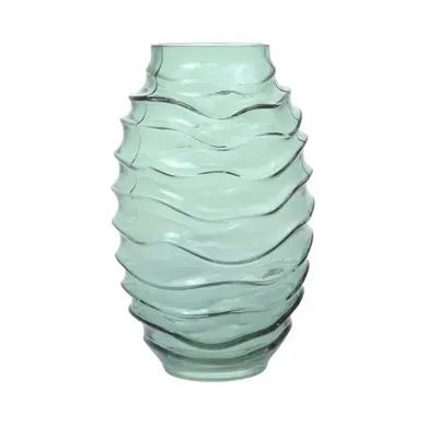 Vase Déco En Verre Soufflé "typo" 25cm Vert