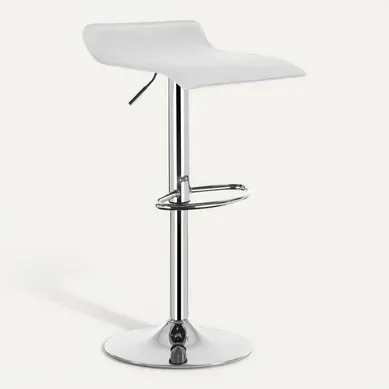 Tabouret De Bar En Similicuir-Tabouret De Bar Pivotant-Hauteur Réglable-Blanc