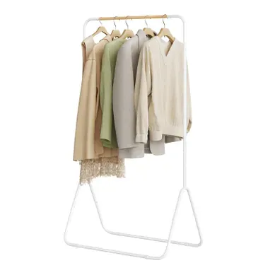 Portant à Vêtements En Fer. Porte-vêtements Portemanteau Environ 79x43x145cm. Blanc