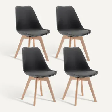 Lot De 4 Chaises De Salle à Manger. Pied En Bois. Assise En Similicuir. Style Nordique. Gris Lot De 4 Chaises De Salle à Manger. Pied En Bois. Assise En Similicuir. Style Nordique. Gris