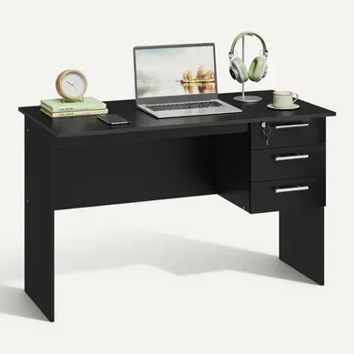 Table De Bureau. Table D’ordinateur En Bois Avec 3 Tiroirs Et Verrou. 120x59x75cm. Noir Table De Bureau. Table D’ordinateur En Bois Avec 3 Tiroirs Et Verrou. 120x59x75cm. Noir