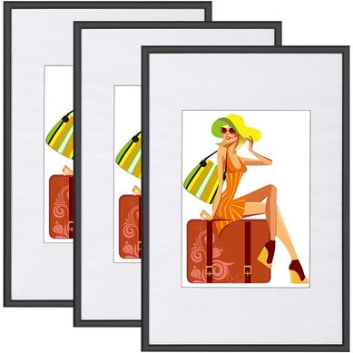 3 X Cadre Photo En Plastique Mat.cadre De Photo Noir 30x40 Cm New Life Style Br9864sz-3