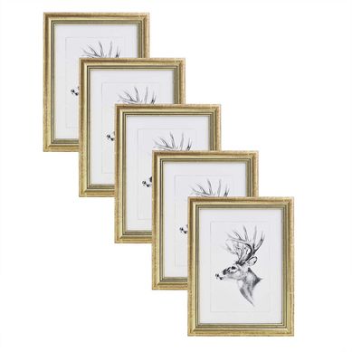Set De 5 Cadre Photo. Or. 20x25cm.artos Style En Bois Et Verre.cadre Décoration Pour La Maison.