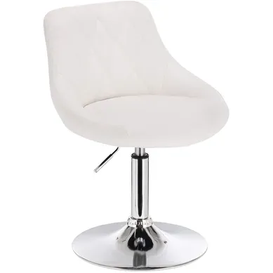 1xtabourets De Bar-comptoir  Et Pivotante-en Similicuir Structure Métallique-blanc