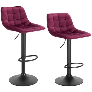 Lot De 2 Tabourets De Bar En Velours Et Métal-chaises De Comptoir Et Rotatif-bordeaux Lot De 2 Tabourets De Bar En Velours Et Métal-chaises De Comptoir Et Rotatif-bordeaux