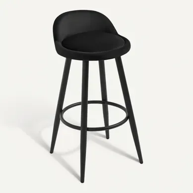 Tabouret De Bar. Chaise De Bar En Velours. Tabouret Bistro En Métal. Noir