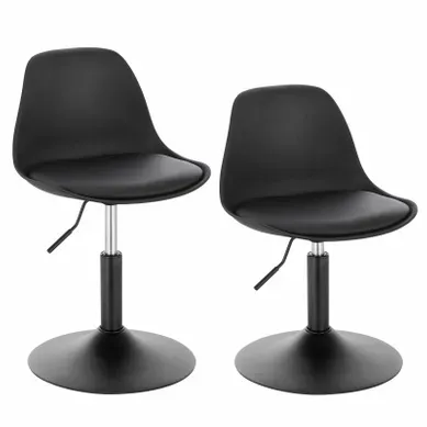 Lot De 2 Tabouret De Bar En Similicuir-tabouret Rotatif Pour Bar-cuisine-bistro Comptoir-noir