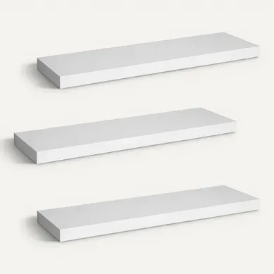 Lot De 3 Étagère Murale.étagère Suspendue+flottante En Mdf Pour Cuisine/salle De Bain Etc.blanc Lot De 3 Étagère Murale.étagère Suspendue+flottante En Mdf Pour Cuisine/salle De Bain Etc.blanc