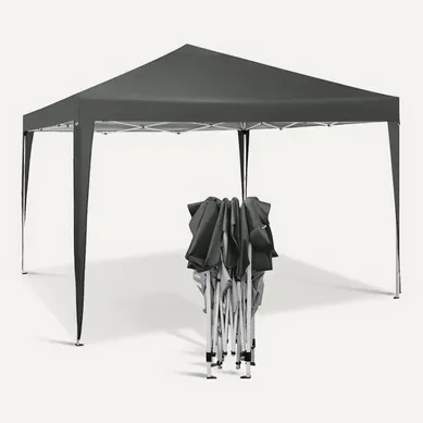 Tonnelle De Jardin 3x3m-Tente Pliante-Protection Du Soleil Uv 50+ Hauteur Réglable-Gris