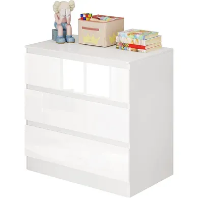 Commode à 3 Tiroirs.Meuble Rangement.Armoire Chambre En Panneaux De Particules.80x48x78cm Blanc