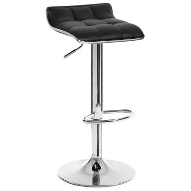 Tabouret De Bar-en Cuir Synthétique Et Acier Chromé-tabourets Avec Caoutchouc Anti-dérapant-noir