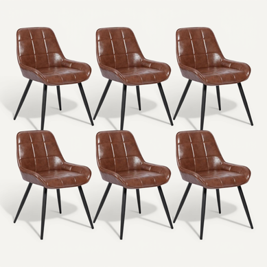 Lot De 6 Chaises De Salle à Manger. Chaises Relaxantes En Similicuir Avec Dossier. Marron Lot De 6 Chaises De Salle à Manger. Chaises Relaxantes En Similicuir Avec Dossier. Marron