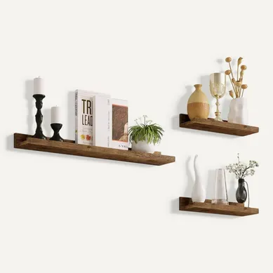 Lot De 3 Étagère Murale. Étagère De Rangement En Mdf Pour Saloncuisine Chambre Bureau.Marron Vintage Lot De 3 Étagère Murale. Étagère De Rangement En Mdf Pour Saloncuisine Chambre Bureau.Marron Vintage