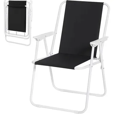 Chaise De Camping Pliante-chaise Pliable Légère L'extérieur-chaise De Pêche Avec Accoudoirs-noir Chaise De Camping Pliante-chaise Pliable Légère L'extérieur-chaise De Pêche Avec Accoudoirs-noir