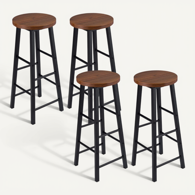 Lot De 4 Tabourets De Bar. Tabouret De Bistrot. Surface En Mdf. Hêtre Foncé Lot De 4 Tabourets De Bar. Tabouret De Bistrot. Surface En Mdf. Hêtre Foncé