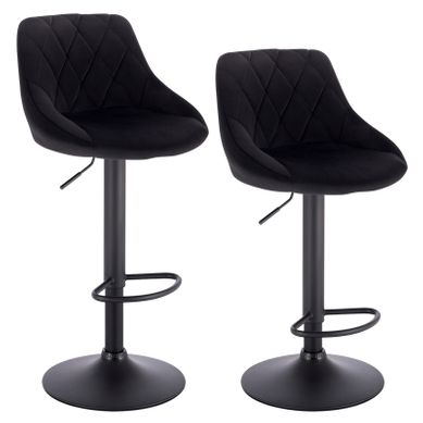 2x Tabourets De Bar-Siège Bien Rembourré En Velours-Chaises De Bar-Hauteur Réglable-Noir