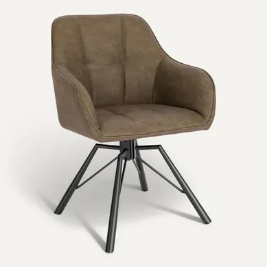 Chaise Pivotante à 360°. Chaise Salle à Manger Scandinave. En Faux Cuir Vintage. Marron Chaise Pivotante à 360°. Chaise Salle à Manger Scandinave. En Faux Cuir Vintage. Marron