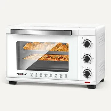 Four Électrique 32l-four De Table 1600w-minuterie 60 Min-100-230℃-porte à Double Vitrage-blanc Four Électrique 32l-four De Table 1600w-minuterie 60 Min-100-230℃-porte à Double Vitrage-blanc