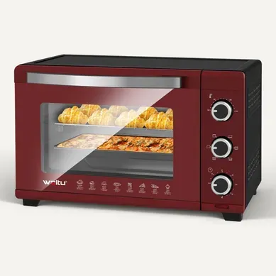 Mini-four Électrique 32l 1600w Minuterie 60 Min - 100-230℃ -Porte à Double Vitrage - Rouge+noir Mini-four Électrique 32l 1600w Minuterie 60 Min - 100-230℃ -Porte à Double Vitrage - Rouge+noir