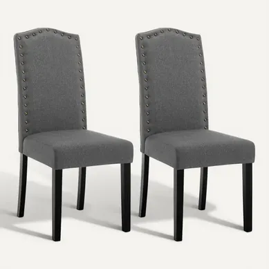 Lot De 2 Chaises Salle à Manger, Chaise Cuisine, Siège Rembourré En Lin, Pieds En Bois, Gris Foncé Lot De 2 Chaises Salle à Manger, Chaise Cuisine, Siège Rembourré En Lin, Pieds En Bois, Gris Foncé
