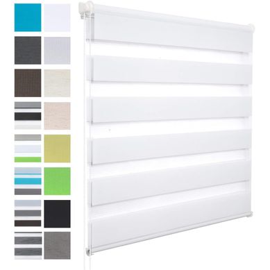 1 Pièce Store Enrouleur Double,fixation Rapide Sans Perçage,isolant Thermique,95x120cm,blanc