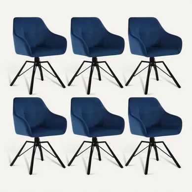 Lot De 6 Chaise Pivotante à 360°, Chaise Salle à Manger Rembourrée, Scandinave, En Velours, Bleu Lot De 6 Chaise Pivotante à 360°, Chaise Salle à Manger Rembourrée, Scandinave, En Velours, Bleu