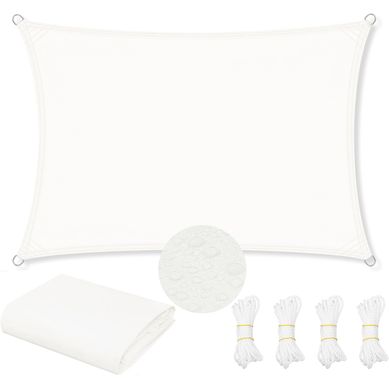 Voile D'ombrage Imperméable 2x4m En Pes, 200 G/m² Polyester, Avec Oeillets D+cordes, Beige