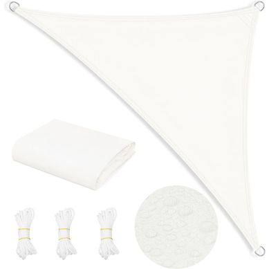 Voile D'ombrage Imperméable 2,5x2,5x3,5m En Pes, Polyester, Avec Oeillets D+cordes, Beige
