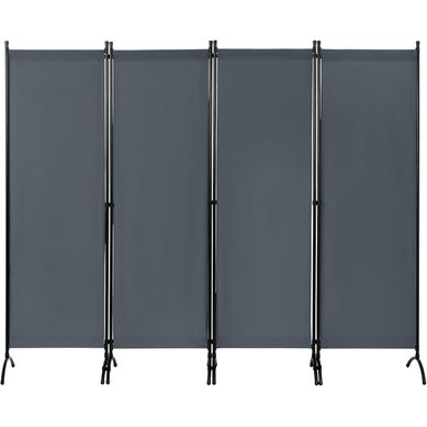 Paravent Pliable, Brise-vue à 3 Panneaux, Cadre En Métal, Tissu En Pa,224x182cm, Gris Foncé Paravent Pliable, Brise-vue à 3 Panneaux, Cadre En Métal, Tissu En Pa,224x182cm, Gris Foncé