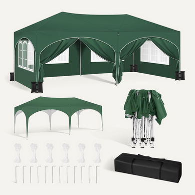 Tonnelle De Jardin Pliante,pergola,avec 6 Parois Latérales,4 Sacs De Sable,sac Transport,3x6m,vert Tonnelle De Jardin Pliante,pergola,avec 6 Parois Latérales,4 Sacs De Sable,sac Transport,3x6m,vert