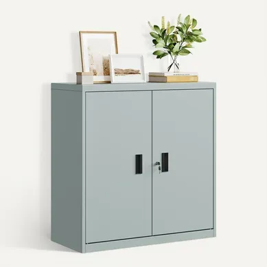 Caisson Bureau,Armoire Bureau Métallique,Verrouillable,Avec Étagère Réglable,L90xP40xH92cm,Gris