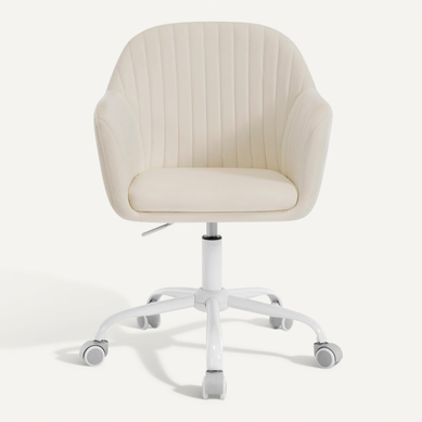 Chaise De Bureau, Ergonomique, Pivotant, Siège Rembourré En Velours, Réglable En Hauteur, Beige Chaise De Bureau, Ergonomique, Pivotant, Siège Rembourré En Velours, Réglable En Hauteur, Beige