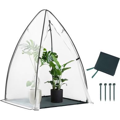 Mini Serre De Jardin, En Film Double Face à Bulles D'air, Avec Porte Zippée Et Tapis, 120x120x180cm