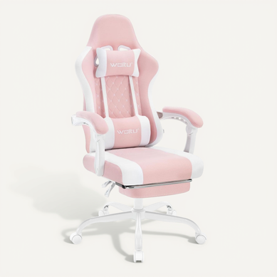 Chaise Gaming, Fauteuil Gamer, Avec Coussin à Ressorts, Soutien Lombaire, Tissu Maille, Rose+blanc Chaise Gaming, Fauteuil Gamer, Avec Coussin à Ressorts, Soutien Lombaire, Tissu Maille, Rose+blanc