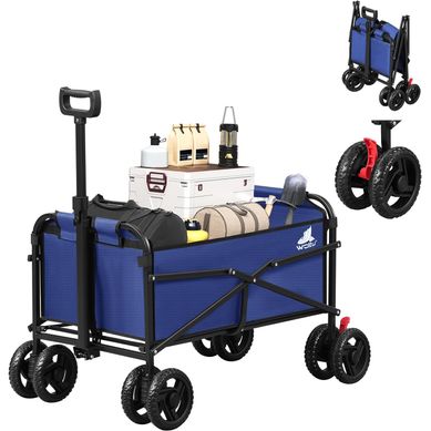 Chariot De Jardin Pliable, Chariot à Roulettes Pour Camping, Plage, En Tissu Oxford+métal, Bleu Chariot De Jardin Pliable, Chariot à Roulettes Pour Camping, Plage, En Tissu Oxford+métal, Bleu