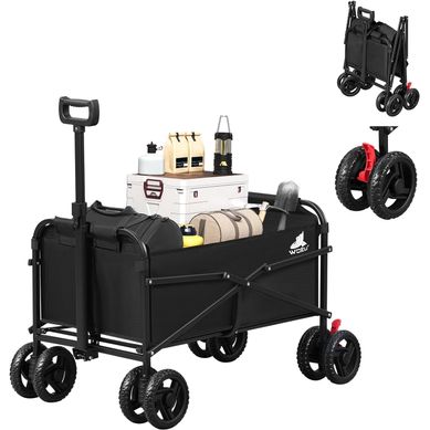 Chariot De Jardin Pliable, Chariot à Roulettes Pour Camping, Plage, En Tissu Oxford+métal, Noir Chariot De Jardin Pliable, Chariot à Roulettes Pour Camping, Plage, En Tissu Oxford+métal, Noir