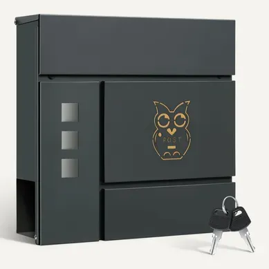 Boîte Aux Lettres Avec Serrure, Fenêtres D'observation,couvercle Rabattable,37x10,5x37cm,anthracite