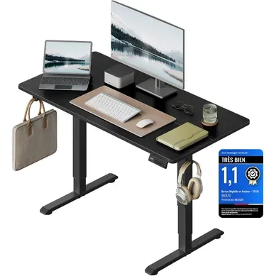 Bureau Assis Debout électrique, Réglable En Hauteur, 120x60x118 Cm, 3 Positions Mémoire, Noir Bureau Assis Debout électrique, Réglable En Hauteur, 120x60x118 Cm, 3 Positions Mémoire, Noir