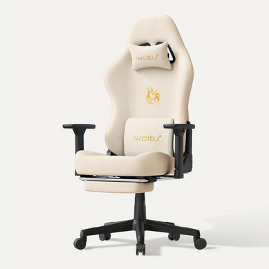Chaise Gaming,Chaise Bureau Ergonomique,Repose-pieds Rétractable, En Imitation Daim Respirant,Crème Chaise Gaming,Chaise Bureau Ergonomique,Repose-pieds Rétractable, En Imitation Daim Respirant,Crème